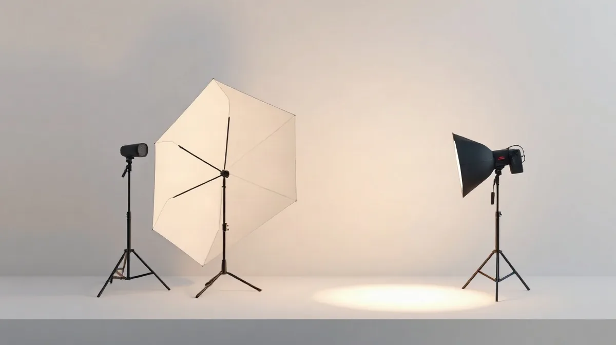 Hero illustration for the article “Softbox vs Umbrella: Which Portrait Light Fits?”